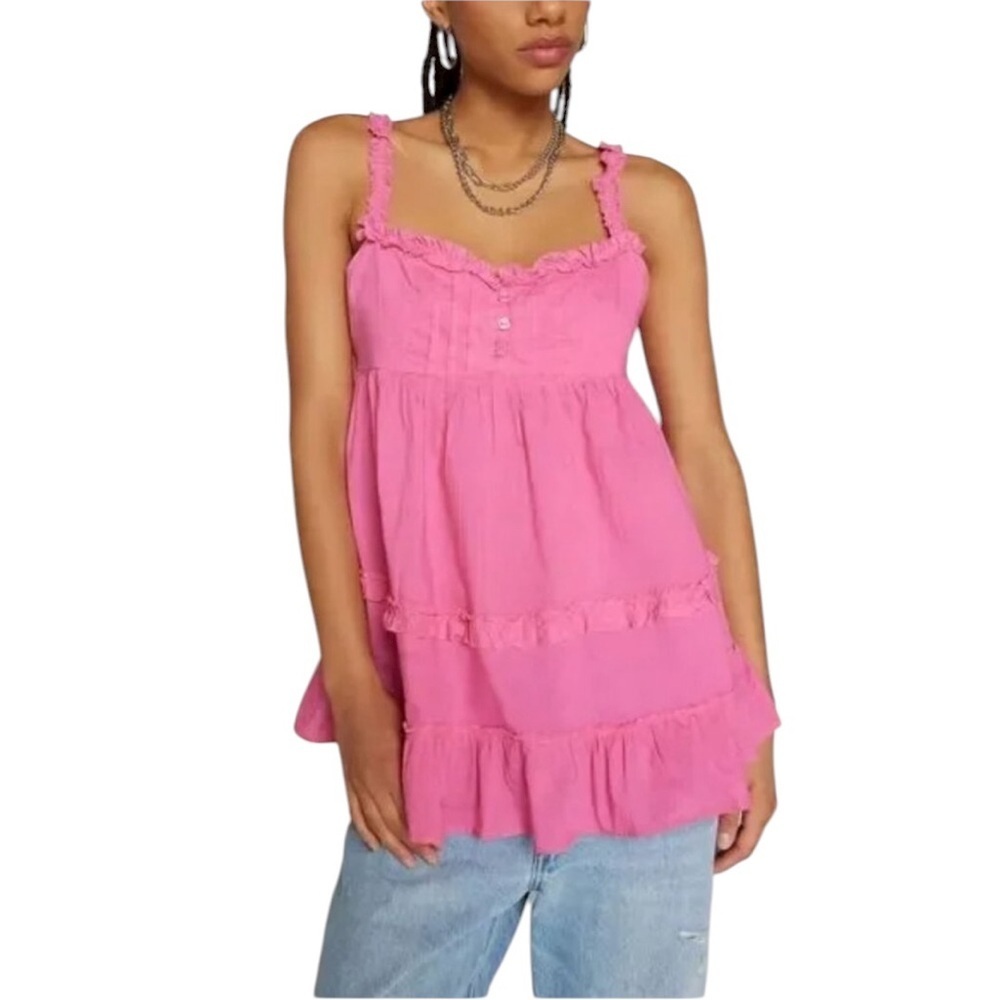 Urban Outfitters Kimchi Blue Alexis Tiered Babydoll Tunic Top Size SP